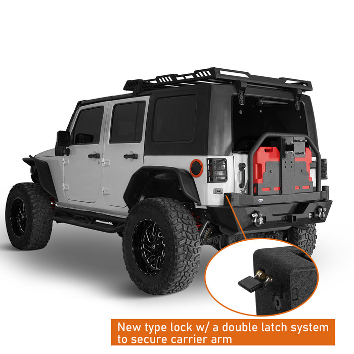 Full Width Front Bumper & Rear Bumper w/Oil Drum Rack Bar for 2007-2018 Jeep Wrangler JK JKU - LandShaker 4x4 LSG.2052+LSG.2015 10