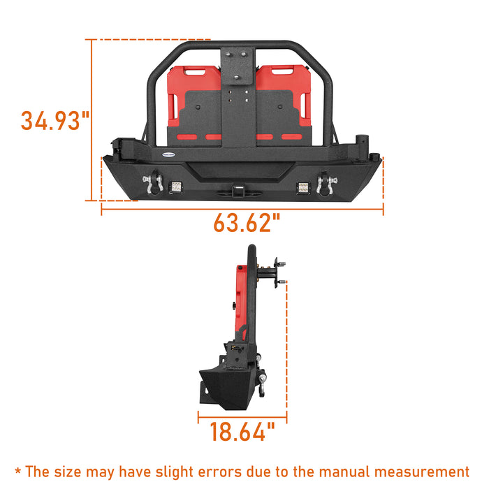 Full Width Front Bumper & Rear Bumper w/Oil Drum Rack Bar for 2007-2018 Jeep Wrangler JK JKU - LandShaker 4x4 LSG.2052+LSG.2015 16