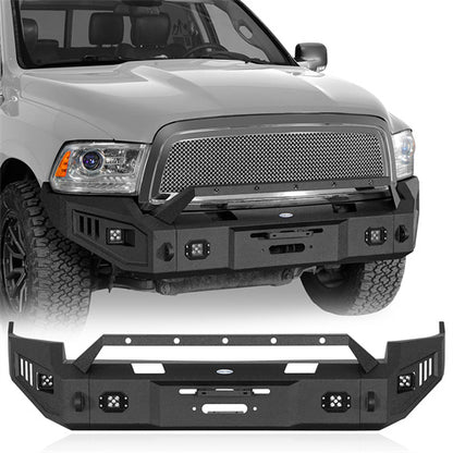 Road Trip Front Full-Width Bumper w/ LED Spotlights For 2009-2012 Ram 1500 - Landshsker4x4
