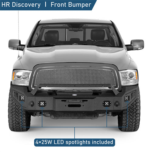 Road Trip Front Full-Width Bumper w/ LED Spotlights For 2009-2012 Ram 1500 - Landshsker4x4