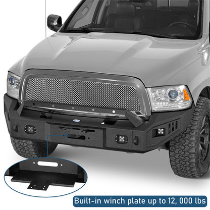 Road Trip Front Full-Width Bumper w/ LED Spotlights For 2009-2012 Ram 1500 - Landshsker4x4