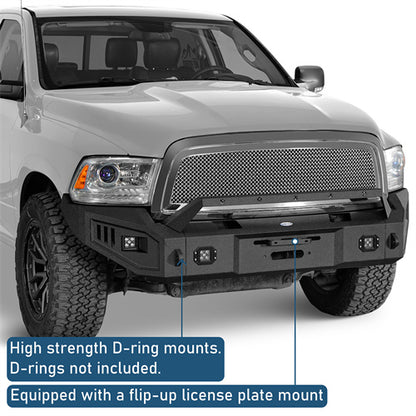 Road Trip Front Full-Width Bumper w/ LED Spotlights For 2009-2012 Ram 1500 - Landshsker4x4