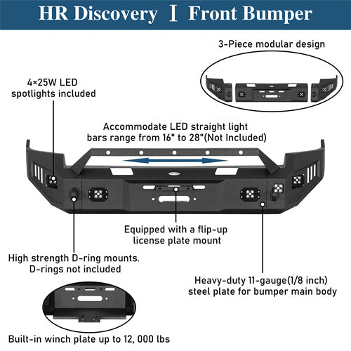 Road Trip Front Full-Width Bumper w/ LED Spotlights For 2009-2012 Ram 1500 - Landshsker4x4
