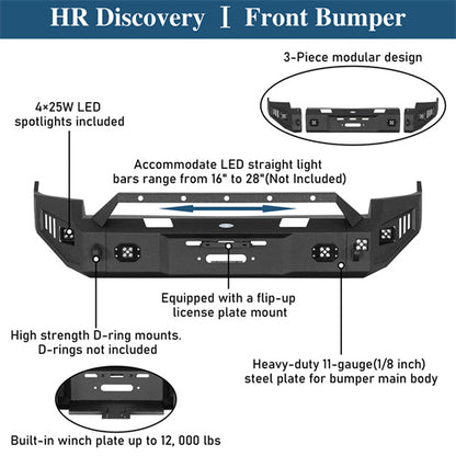 Road Trip Front Full-Width Bumper w/ LED Spotlights For 2009-2012 Ram 1500 - Landshsker4x4