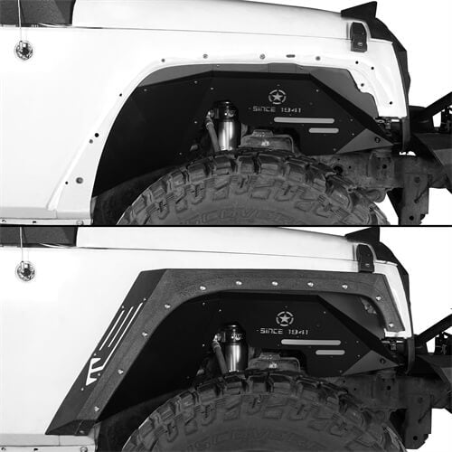 Jeep JK Front Inner Fender Liners w/Since 1941 Logo for 2007-2018 Jeep Wrangler JK - LandShaker 4x4 ls20662067 4