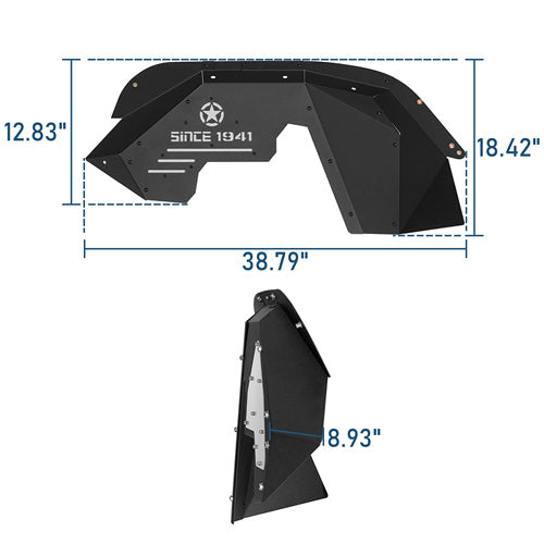 Aluminum Front Inner Fender Liners For 2007-2018 Jeep Wrangler JK - LandShaker