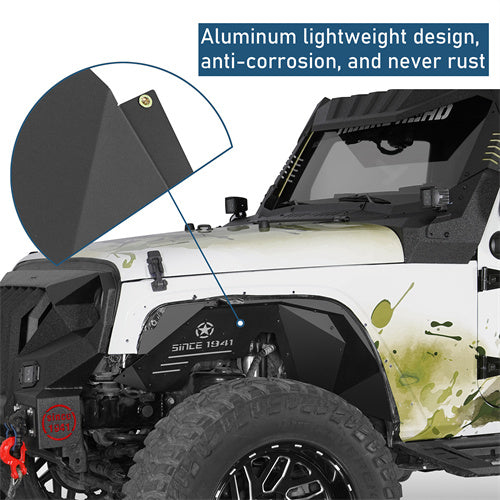 Aluminum Front Inner Fender Liners For 2007-2018 Jeep Wrangler JK - LandShaker