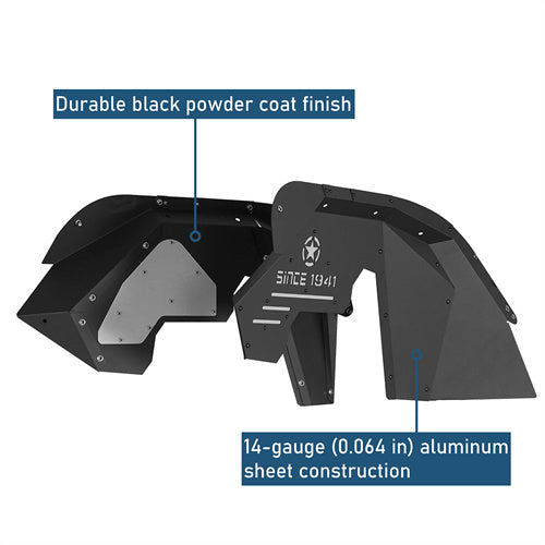 Aluminum Front Inner Fender Liners For 2007-2018 Jeep Wrangler JK - LandShaker