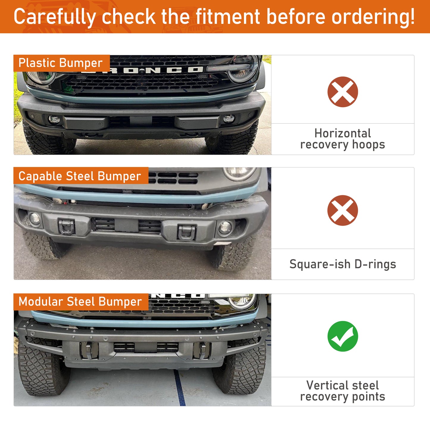 Full Grille Guard Front Brush Guard w/ Steel Modular Bumper For 2021-2025 Ford Bronco (Excluding Raptor, Everglades, Black Diamond Models) - LandShaker4x4