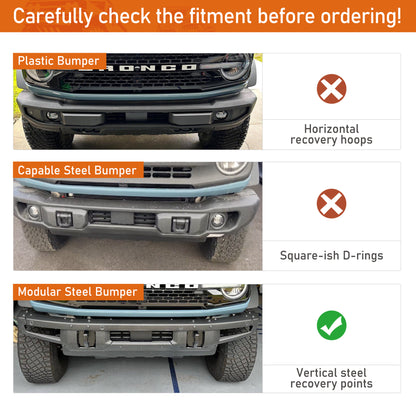 Full Grille Guard Front Brush Guard w/ Steel Modular Bumper For 2021-2025 Ford Bronco (Excluding Raptor, Everglades, Black Diamond Models) - LandShaker4x4