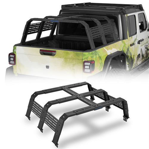 18.8" High Overland Bed Rack For 2020-2025 Jeep Gladiator JT / 2005-2023 Toyota Tacoma(5' Bed) / 2019-2025 Ford Ranger - Landshaker4x4