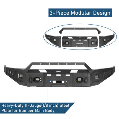 Full Width Front Bumper w/ Winch Plate & LED Spotlights (15-18 Ram 1500 Rebel) - LandShaker