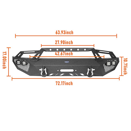 Front Bumper w/ Grill Guard & Rear Bumper for 2009-2014 Ford F-150 Excluding Raptor  - LandShaker 4x4 LSG.8200+8204 25