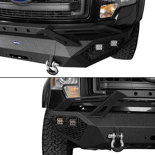 Front Bumper w/ Grill Guard & Rear Bumper for 2009-2014 Ford F-150 Excluding Raptor  - LandShaker 4x4 LSG.8200+8204 9