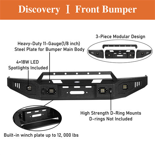 Full Width Front Bumper w/Winch Plate & Rear Bumper w/Hitch Receiver for 2007-2013 Toyota Tundra LandShaker LSG.5205+LSG.5201 17