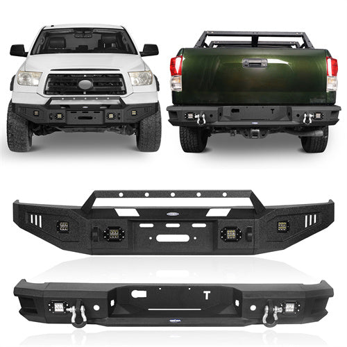 Full Width Front Bumper w/Winch Plate & Rear Bumper w/Hitch Receiver for 2007-2013 Toyota Tundra LandShaker LSG.5205+LSG.5201 1