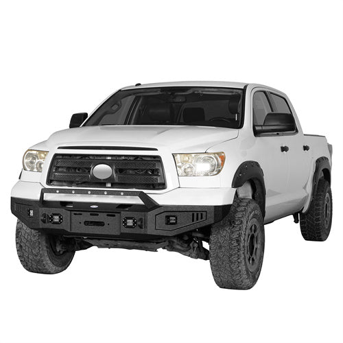Full Width Front Bumper w/Winch Plate & Rear Bumper w/Hitch Receiver for 2007-2013 Toyota Tundra LandShaker LSG.5205+LSG.5201 3