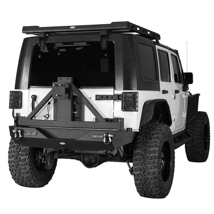 Jeep JK Full Width Front Bumper & Rear Bumper w/Tire Carrier for 2007-2018 Jeep Wrangler JK JKU - LandShaker 4x4 LSG.2052+LSG.2029 5