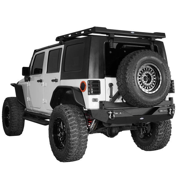 Jeep JK Full Width Front Bumper & Rear Bumper w/Tire Carrier for 2007-2018 Jeep Wrangler JK JKU - LandShaker 4x4 LSG.2052+LSG.2029 6