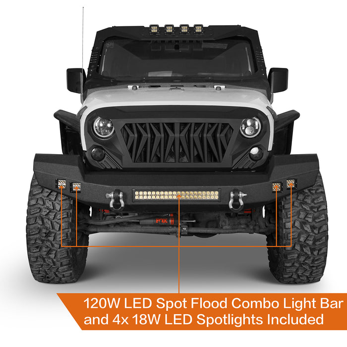 Jeep JK Full Width Front Bumper & Rear Bumper w/Tire Carrier for 2007-2018 Jeep Wrangler JK JKU - LandShaker 4x4 LSG.2052+LSG.2029 7