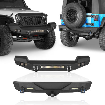 Climber Full width Front Bumper & Different Trail Rear Bumper Combo(07-18 Jeep Wrangler JK JKU)-LandShaker 4x4