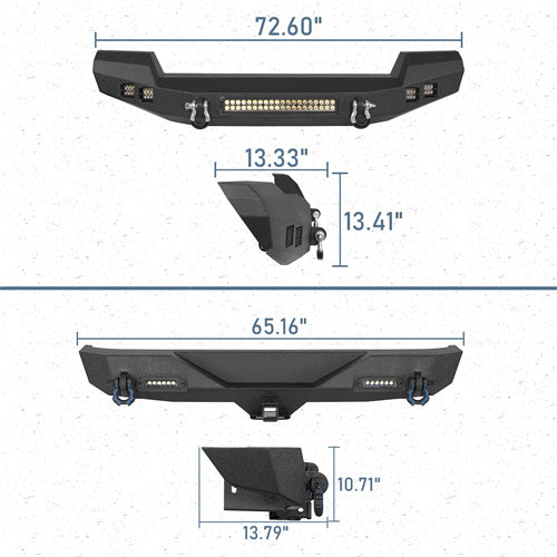 Climber Full width Front Bumper & Different Trail Rear Bumper Combo(07-18 Jeep Wrangler JK JKU)-LandShaker 4x4