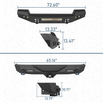 Climber Full width Front Bumper & Different Trail Rear Bumper Combo(07-18 Jeep Wrangler JK JKU)-LandShaker 4x4