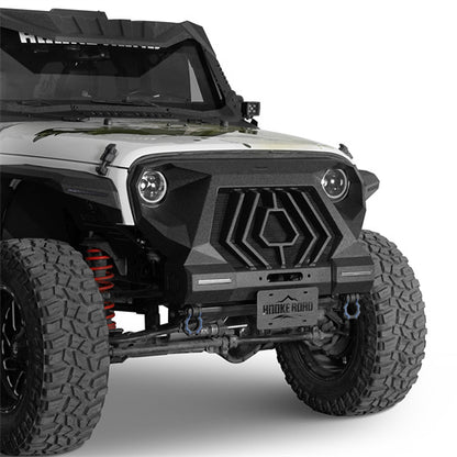 Mad Max Grill+Bumper w/ LED Turn Signal Lights For 2007-2018 Jeep Wrangler JK - Landshaker4x4