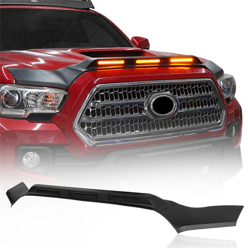 Hood Protector Stone Guard w/ Amber Lights For 2016-2023 Toyota Tacoma - LandShaker4x4