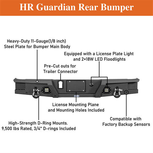 Jeep Gladiator Rear Bumper for 2020-2024 Jeep Gladiator JT - LandShaker 4x4 ls7003 14