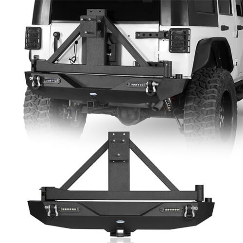 Jeep JK Rear Bumper w/Tire Carrier & Hitch Receiver for 2007-2018 Jeep Wrangler JK - LandShaker 4x4 l2029s 1