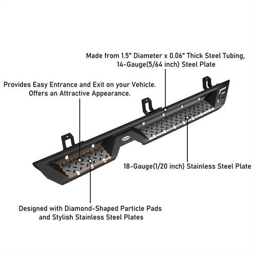 Jeep JL Side Steps Running Boards for 2018-2023 Jeep Wrangler JL - LandShaker 4x4 ls3045 14