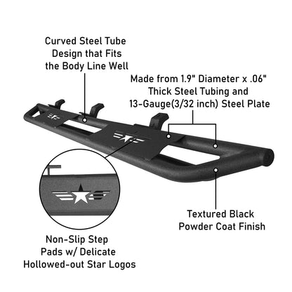Jeep Gladiator Side Steps Star Tubular Running Bards for 2020-2022 Jeep Gladiator - LandShaker 4x4 LSG.7002 7