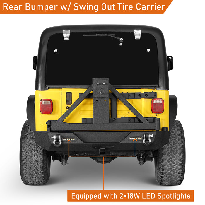 Jeep TJ Front and Rear Bumper Combo w/Tire Carrier for 1987-2006 Jeep Wrangler YJ TJ - LandShaker 4x4 LSG.1010+LSG.1011 9