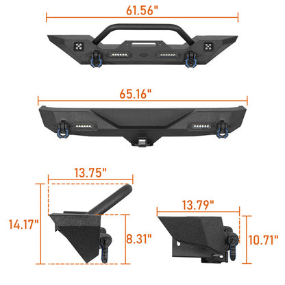Different Trail Front & Rear Bumper Combo(07-23 Jeep Wrangler JK)-LandShaker