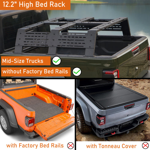 LandShaker Mid-size Trucks Overland Bed Rack  12.2" High for Jeep Gladiator JT & Ford Ranger & GMC & Chevrolet Colorado lsg9904s 10