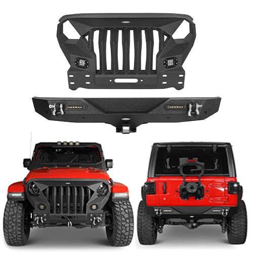 Jeep JL Mad Max Front Bumper & Rear Bumper for 2018-2022 Jeep Wrangler JL - LandShaker 4x4 LSG.3003+3021 1