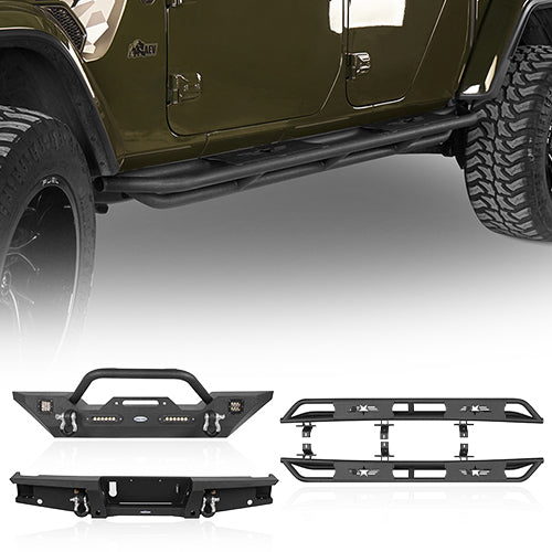 Jeep JT Mid Width Front Bumper / Rear Bumper / Side Steps for 2020-2023 Jeep Gladiator JT - LandShaker 4x4 LSG.3018+.7003+7002 1