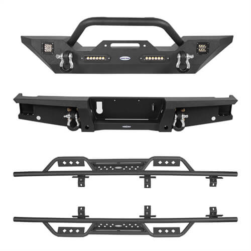 Jeep JT Mid Width Front Bumper / Rear Bumper / Side Steps for 2020-2023 Jeep Gladiator JT - LandShaker 4x4 LSG.3018+7003+7001 24