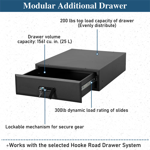 Modular Additional Drawer For 2015-2025 Jeep Wrangler JK & JL 4-Door & 2021-2025 Ford Bronco 4-Door - Landshaker4x4