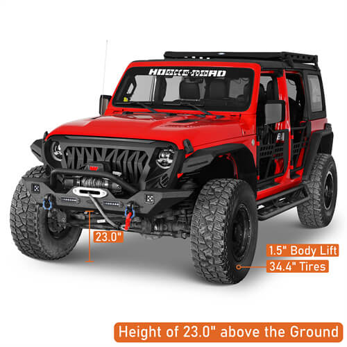 Steel Front Winch Bumper w/Accent Lighting For 2007-2025 Jeep Wrangler JK & JL & Gladiator JT - LandShaker