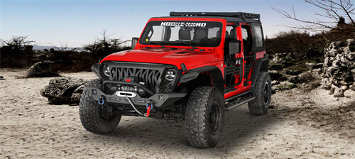 Steel Front Winch Bumper w/Accent Lighting For 2007-2025 Jeep Wrangler JK & JL & Gladiator JT - LandShaker