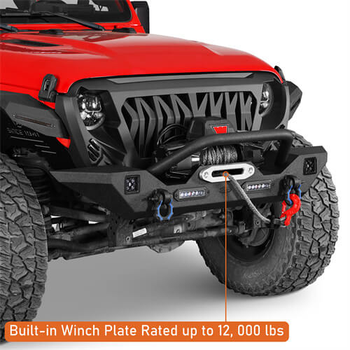 Steel Front Winch Bumper w/Accent Lighting For 2007-2025 Jeep Wrangler JK & JL & Gladiator JT - LandShaker