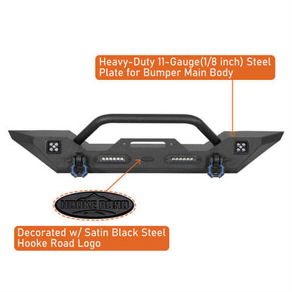 Steel Front Winch Bumper w/Accent Lighting For 2007-2025 Jeep Wrangler JK & JL & Gladiator JT - LandShaker