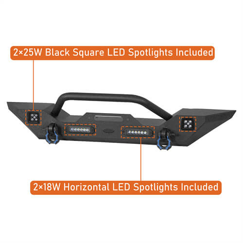 Steel Front Winch Bumper w/Accent Lighting For 2007-2025 Jeep Wrangler JK & JL & Gladiator JT - LandShaker