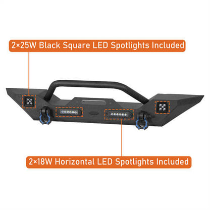 Steel Front Winch Bumper w/Accent Lighting For 2007-2025 Jeep Wrangler JK & JL & Gladiator JT - LandShaker