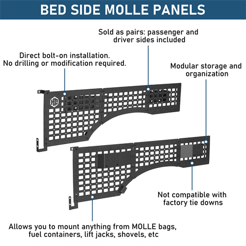 Bed Side MOLLE Panels - Pairs For 2015-2025 Ford F-150 5.5ft Bed - Landshaker4x4
