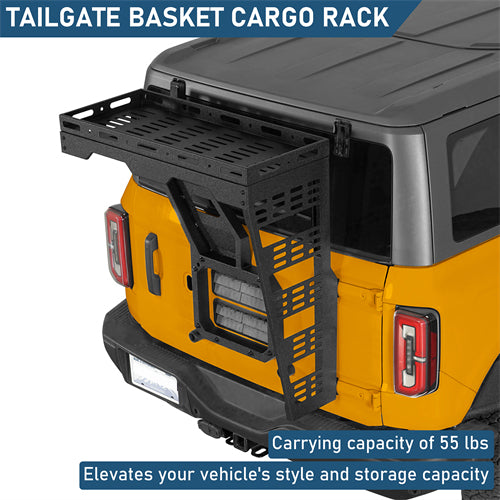 Tailgate Basket Rear Cargo Rack System For 2021-2025 Ford Bronco - Landshaker4x4
