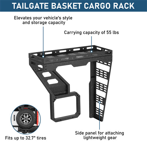 Tailgate Basket Rear Cargo Rack System For 2021-2025 Ford Bronco - Landshaker4x4