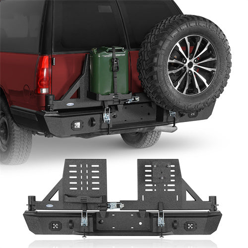 Aftermarket Rear Bumper w/ Dual Swing Arms For 1992-1999 Chevy Suburban Tahoe/GMC Yukon - Landshaker4x4
